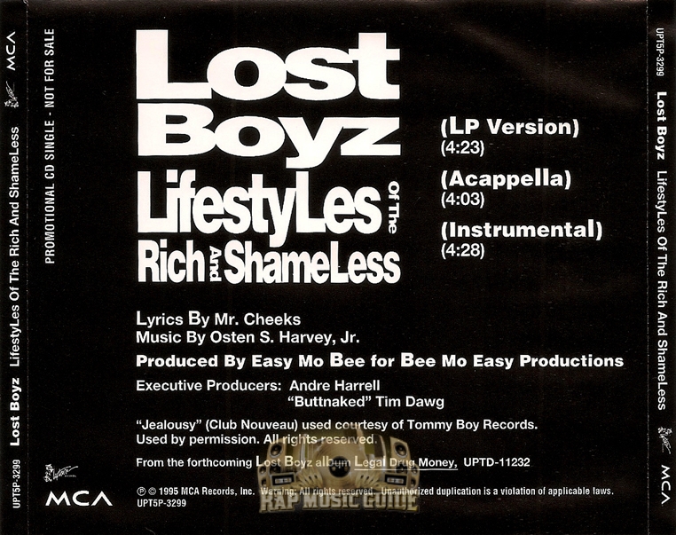 Lost Boyz - Lifestyles Of The Rich And Shameless: Promo, Single
